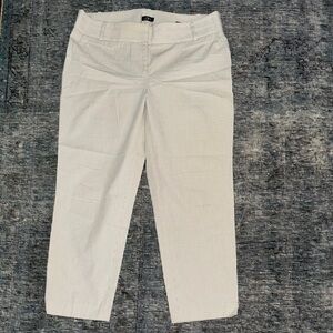 Ann Taylor LOFT Ivory & Grey Striped Marisa Cropped Trousers